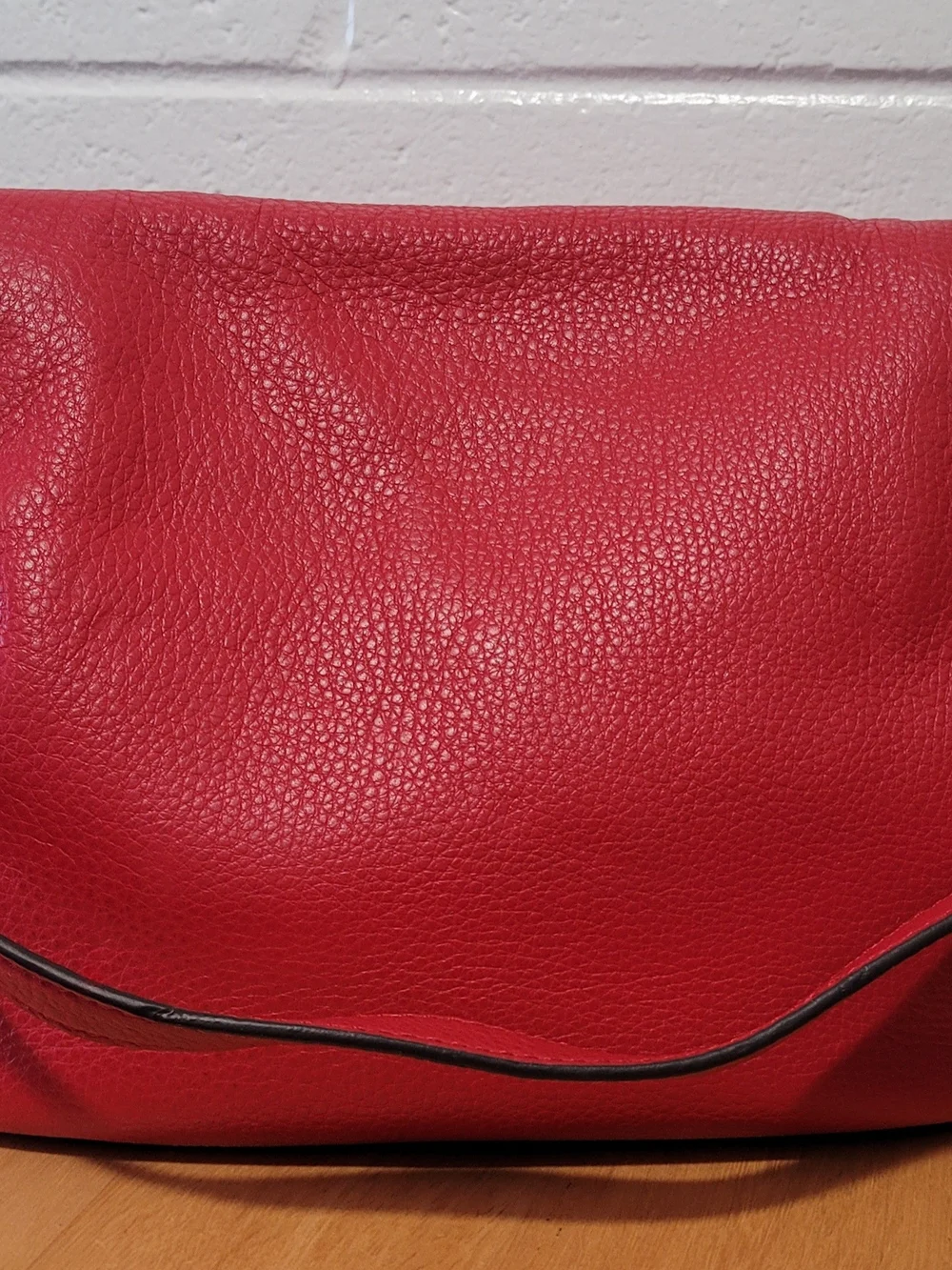 Michael Kors Red Leather Shoulder Bag with Tassel